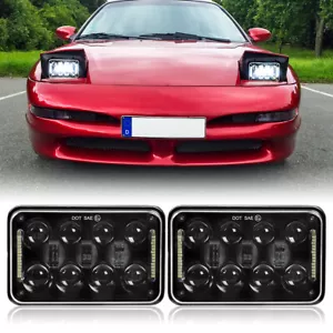 Pair 4x6'' Rectangle Headlight For Ford Probe 1997-93 LTL9000 LED Halo Angel Eye - Bild 1 von 16