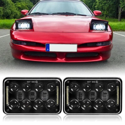 Pair 4x6'' Rectangle Headlight For Ford Probe 1997-93 LTL9000 LED Halo Angel Eye - Image 1 of 4