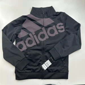 Adidas Pink Black Track Zipper Pocket Jacket Youth Girls Medium - Picture 1 of 7