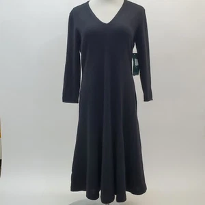Black Lauren for Ralph Lauren 100% Cashmere Fit and Flare Dress Size M NWT - Picture 1 of 6