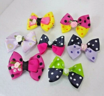 Unique Handmade Grosgrain Ribbon Bow Alligator Hair Clip 7 in 1 For Girls Baby  - Image 1 of 4