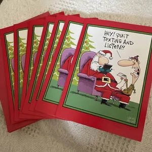 Set Of 08 Santa Quit Texting Christmas Joke Greeting Cards stationery - Picture 1 of 5
