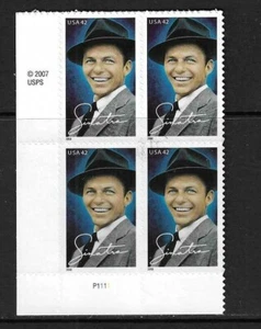 USA SC # 4265 Frank Sinatra , BLK4 Plate number . MNH - Picture 1 of 1