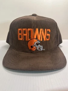 Vintage Cleveland Browns New Era Corduroy Script Helmet Snapback Hat New - Picture 1 of 5