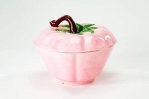 Vintage Mid Century Valley Vista 310 PINK STRAWBERRY Covered Canister Bowl Dish - Picture 1 of 4
