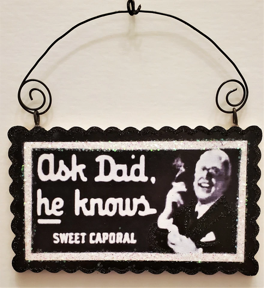 STROMBOLI'S WAGON ASK DAD, HE KNOWS - STORE SIGN - WONDERFUL LIFE * Glitter CHRISTMAS ORNAMENT