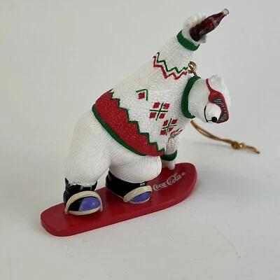 Colección Oso Polar Coca-Cola 1995 Vintage Adorno Coca-Cola Snowboard con caja Foto 1 de 4