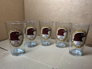 (5x) RARE Vtg MENDOCINO BREWING COMPANY brewery EYE of the HAWK beer PINT GLASS - Picture 1 of 15