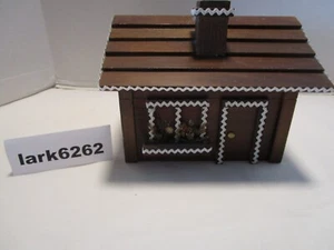 Vintage Wooden House Jewelry Trinket Box Gingerbread Style Cabin Chimney 7.5 W - Picture 1 of 9
