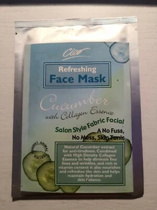 Cleo Refreshing Face Mask Cucumber With Collagen Essence Fabric Facial Brand New - Picture 1 of 2