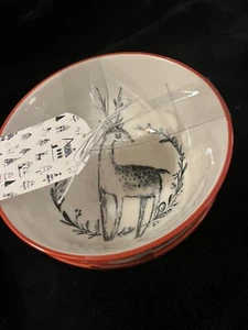 NWT Set Of 2 Prima Design Bowls Christmas Winter Dot Dash Design - Picture 1 of 7