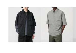 UNIQLO U Utility Oversized Shirt S-XXL Black/Green Short-Sleeve Men 476245 NWT - Picture 1 of 6