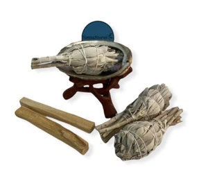 Smudge Kit in Reisegröße - Abalone Shell, White Sage und Palo Santo (1 Kit) #JC-210 - Bild 1 von 3