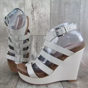 Sandali Sam Edelman Nayla tacco a zeppa donna pelle gladiatore US 9,5 bianchi - Foto 1 di 10