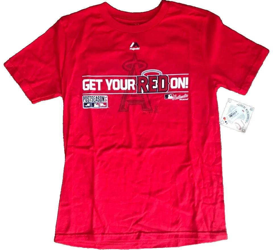 LA Angels Red Shirt S Women Majestic Baseball Post Season 2014 Get Your Red On