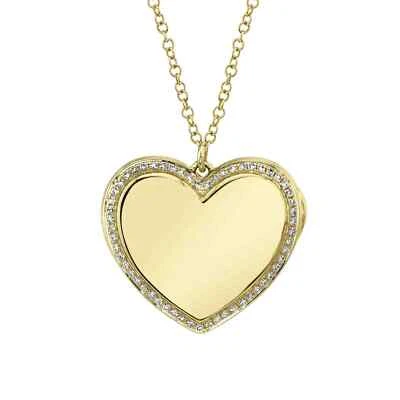 14K Gold Diamond Heart Locket Necklace 0.13 CTW Natural Valentine's Day Pendant - Image 1 of 4