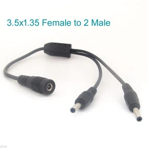 1pc 1FT DC Power Splitter Cable DC 3.5x1.35mm Female to 2x Male Cord Cable - Picture 1 of 6