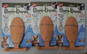 Ethical Pet 3 Pack of Bam-Bones Plus Durable Chew Toys for Dogs, Medium Salmon - Picture 1 of 2