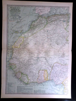 Edwardian North Western Africa Map (1902) ex Century Atlas of the World, African - Image 1 of 3