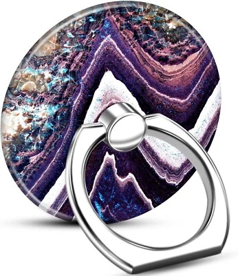 Empuñaduras de anillo para teléfono púrpura mármol impreso, soporte para anillo para dedo para teléfono celular Foto 1 de 4