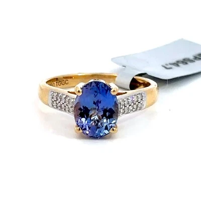18K White Gold 9x7mm Oval Tanzanite and Diamond Ring Size 7 - Image 1 of 4
