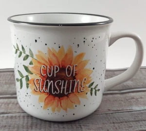 Cup of Sunshine Coffee Mug Speckled Ceramic w/ Sunflower 12 Ounce 3.5" Tall - Picture 1 of 6