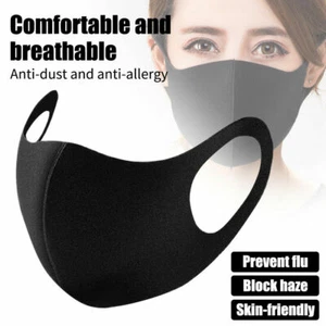 Fabric Face Mask Black REUSABLE WASHABLE ANTI ALLERGY SUPERMARKET ESSENTIAL UK - Picture 1 of 13
