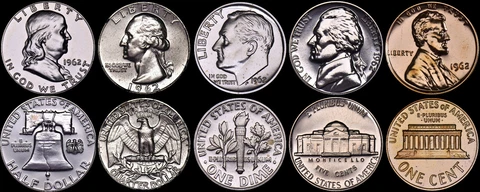1962 Silver Proof Set GEM BU In Plastic Holder Cover