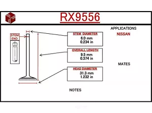 Engine Exhaust Valve-DOHC, Eng Code: VQ30DE ITM RX9556 - Picture 1 of 1