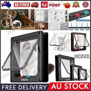 4 Way Pet Door Window Locking Dog Cat Flap Magnetic Frame Sliding Door S/L/M/XL - Picture 1 of 24