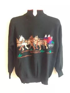 Woodstock International by BERNARD Shetland Wool Sweater Black and Red - Imagen 1 de 11