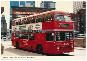 Morse’s Halifax Nova Scotia NS Red Double Decker Bus Tours Continental Postcard - Imagen 1 de 2