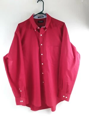 Chaps Shirt Men's Size 16-16 1/2 34/35 Solid Red Classic Twill Button Up - Image 1 of 4