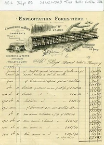 Dépt 89 - Sens - Très Belle Entête d'une Exploitation Forestière du 31/12/1909 - Picture 1 of 1