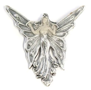 Large Silver Art Nouveau Silver Butterfly Fairy Brooch / Pendant - Picture 1 of 5