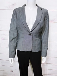 H&M Womens Blazer Size 10 Gray Lined One Button Pockets Long Sleeve - Picture 1 of 7