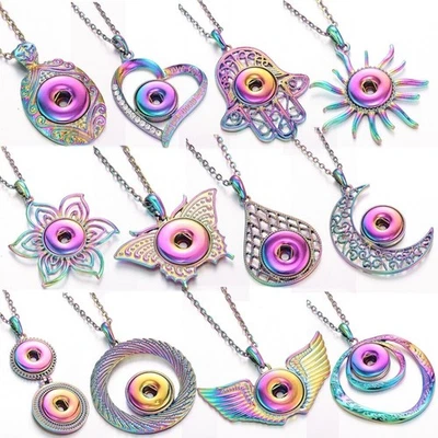 Botón a Presión Dije Arco Iris Flor Sol Ala Colgante Collar Bolsa de Regalo Gratis Foto 1 de 4