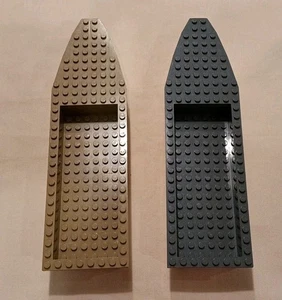 Lot Of 2 Lego Floating Boat 28 X 8 White Hull 92710 Dark Tan And Gray Deck 92711 - Picture 1 of 15