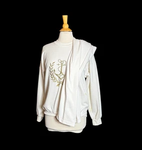 Damen Weiß mit Gold Stickerei Sweatshirt & Hose Set Gr. XL Maritim - Bild 1 von 15