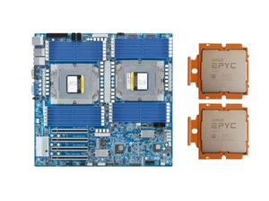 Carte mère Gigabyte MZ73-LM0 SP5 avec processeur 2xAMD EPYC 9384X 32 cœurs 3,1 GHz - Photo 1/5