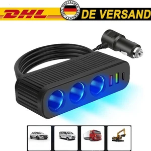 Auto Ladegerät USB-C & USB A Zigarettenanzünderanschluss  4in1 Ladeadapter KFZ  - Bild 1 von 19