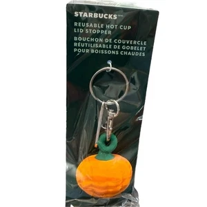 Starbucks Pumpkin Reusable Hot Cup Lid Stopper with Keychain – Fall 2025 PSL - Picture 1 of 4