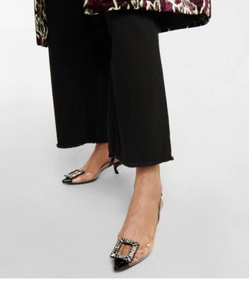 New Roger Vivier Virgule Rhinestone Slingback PVC Pumps Shoes SZ 37 - Image 1 of 4