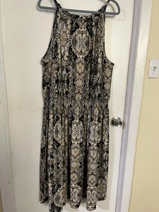 Lane Bryant Shirred Shoulder Smocked Waist Midi Dress Size 22/24 - Picture 1 of 5