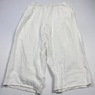 FLAX Linen Baggy Pull-On Capri Pants White Women's Size 2G - Image 1 of 4