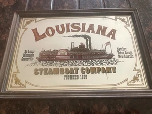 Louisiana Steamboat Co Vintage Mirror Advertising Sign Paddle Steamer Mancave - Picture 1 of 4
