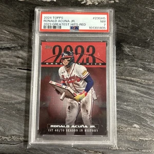 2024 Topps Ronald Acuna Jr 2023 Greatest Hits 1st 40/70 Season Red Foil /10 PSA7 - Picture 1 of 2