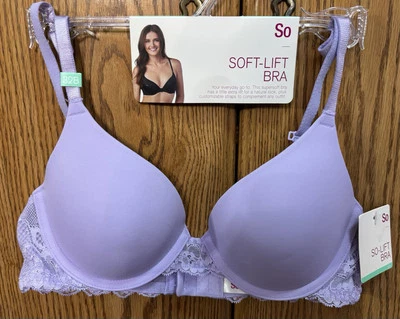 Sujetador SO 32B Lt púrpura de elevación suave con espalda de encaje. Correas convertibles. Foto 1 de 2
