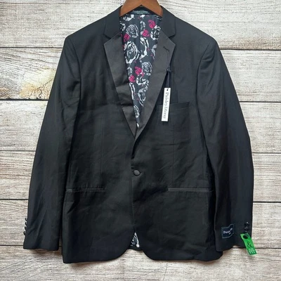 Paisley & Gray Blazer Mens Size 42R Black One Button Floral Lining Pockets NWT - Image 1 of 4