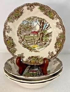 Johnson Brother Friendly Village Stone Wall Fruit Berry Dessert Bowl 5" Set of 4 - Picture 1 of 6